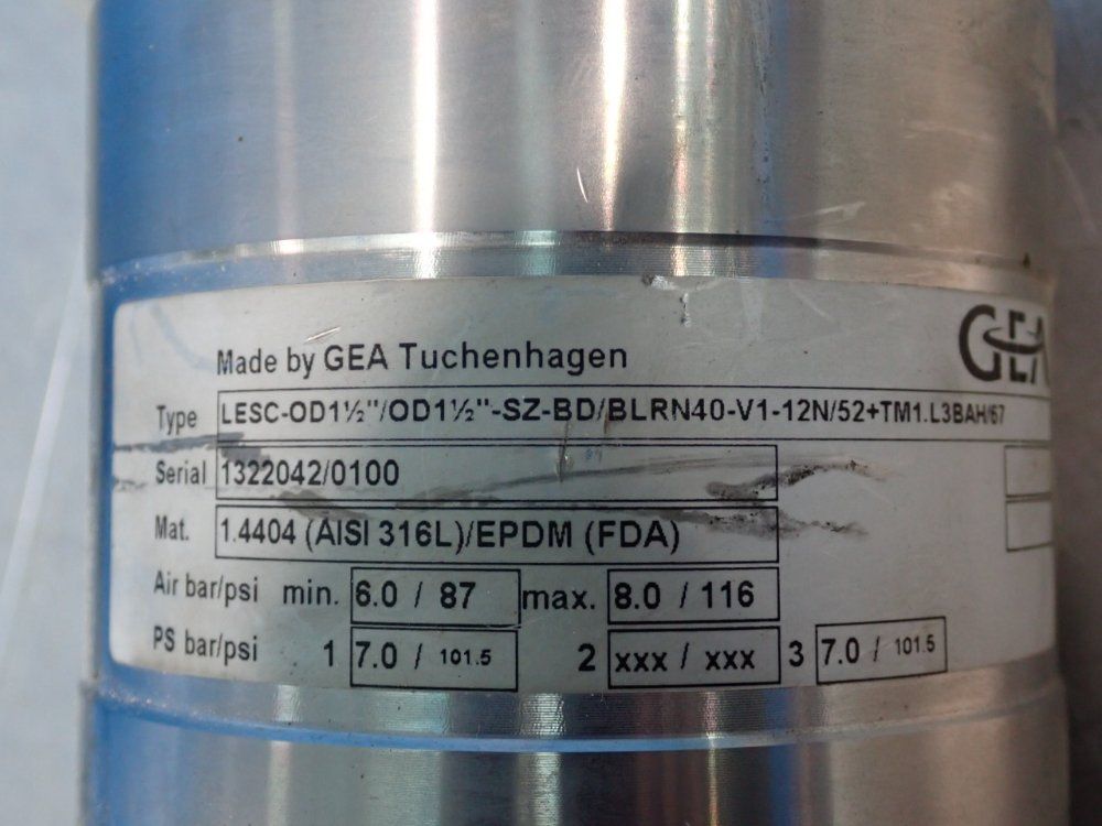 Gea Tuchenhagen Control Valve - Lesc-od11/2/od11/2-sz-bd
