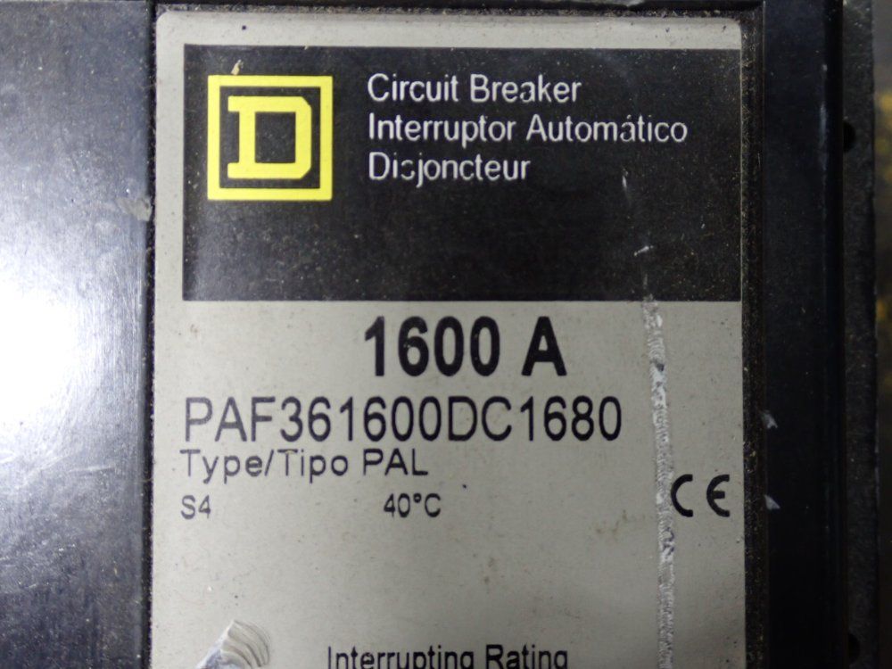 Square D Circuit Breaker - Paf361600dc1680