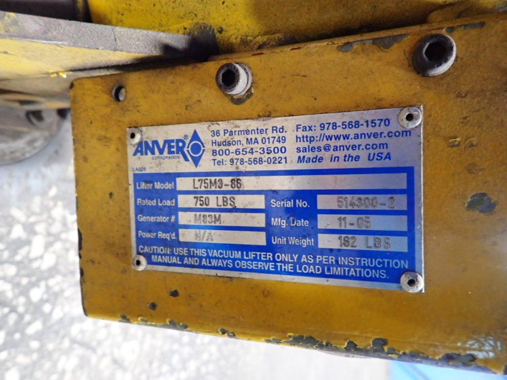 Anver 750 Lbs Vacuum Lift Attachment - L75m3-86