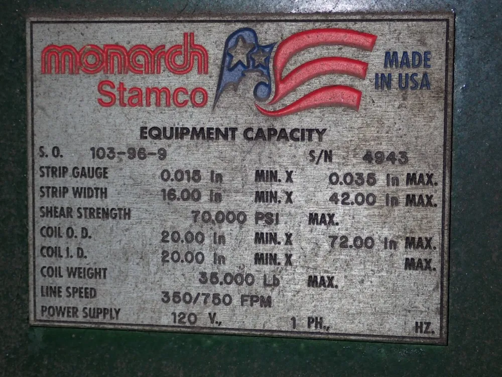 Monarch Stamco 16"-42" Leveler - 103-96-9