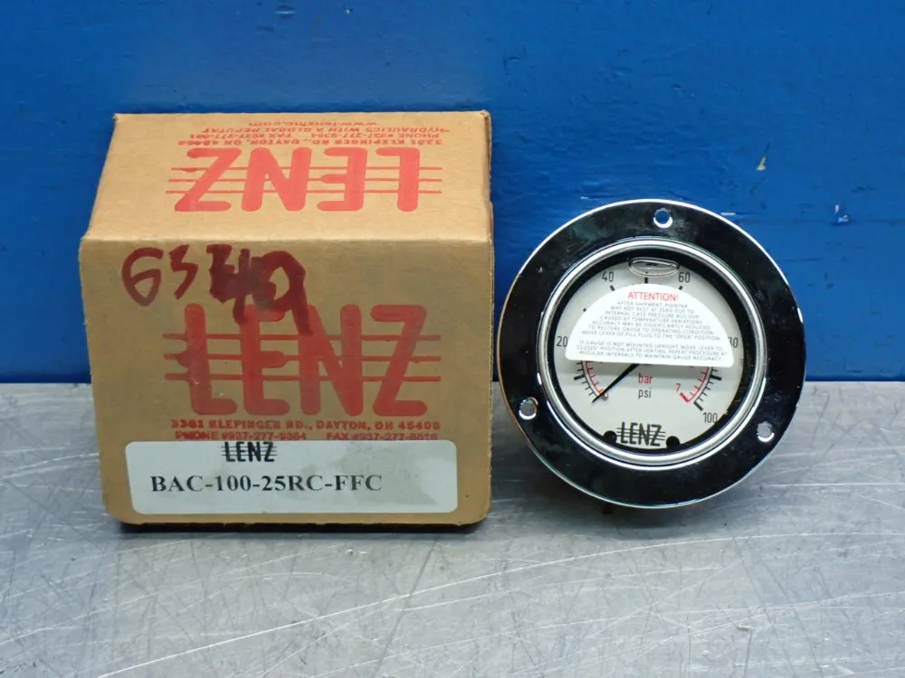 Lenz Hydraulic Pressure Gauge - Bac-100-25rc-ffc