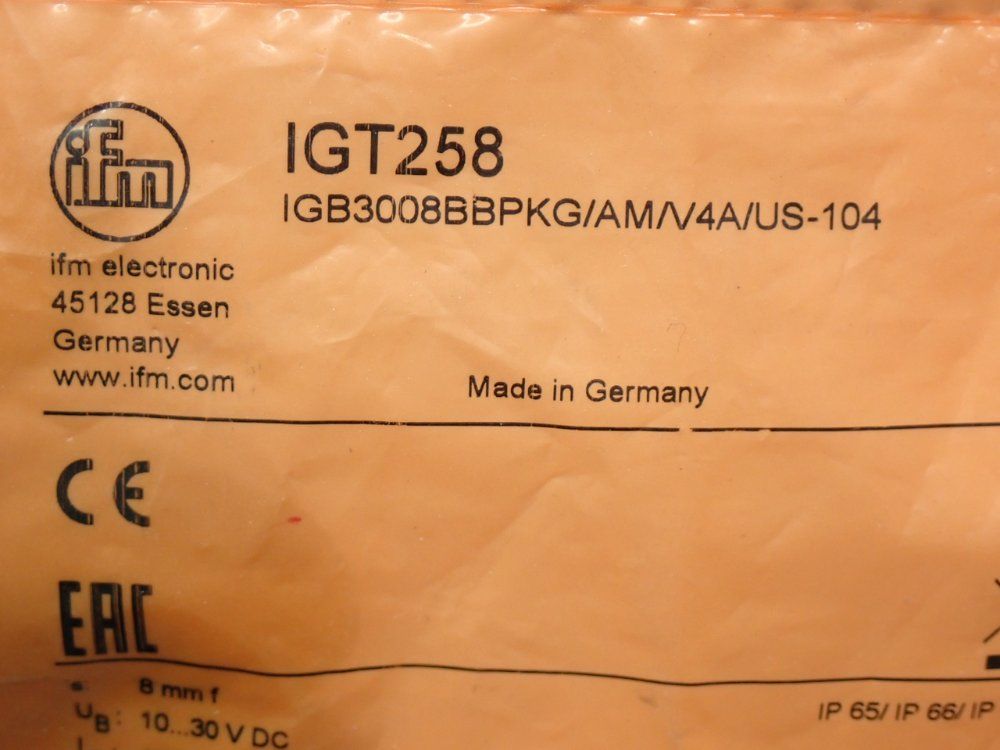 Ifm Inductive Full-metal Inductive Proximity Sensor - Igt258