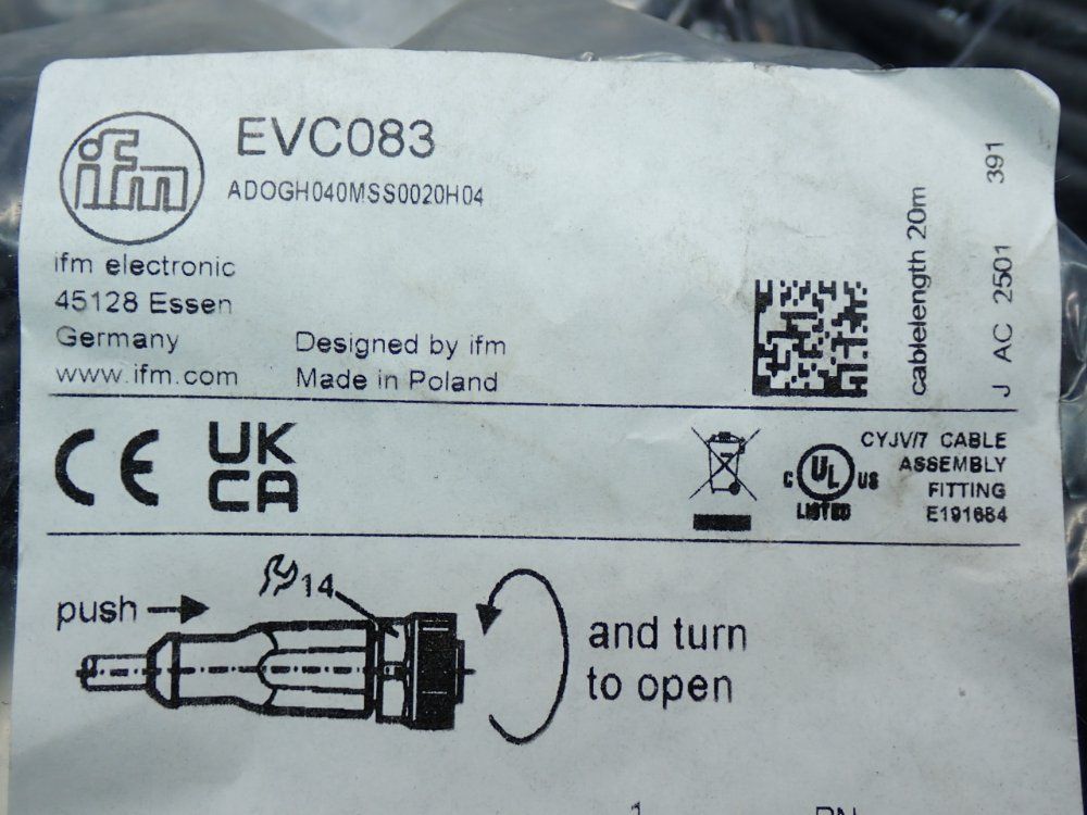 Ifm Female Conncetion Cordset, 5pcs - Evc083