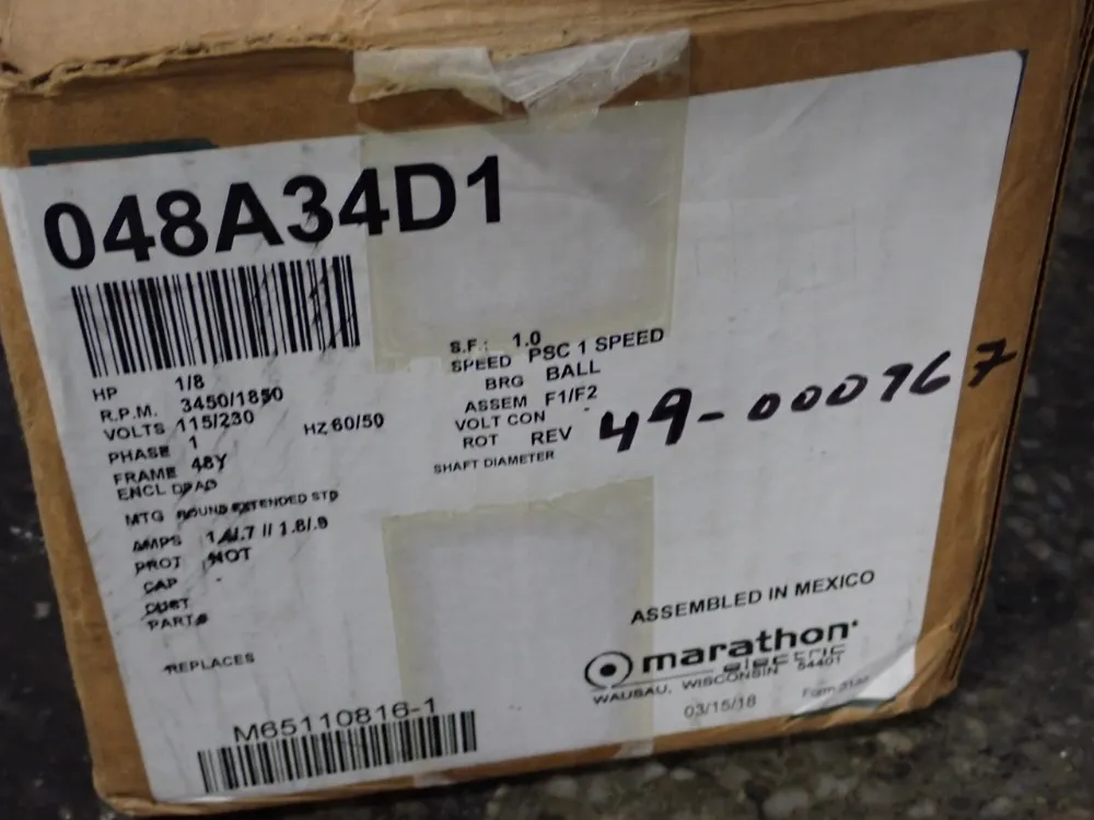 Marathon 1/8 Hp Motor - T V C 48a34d1e
