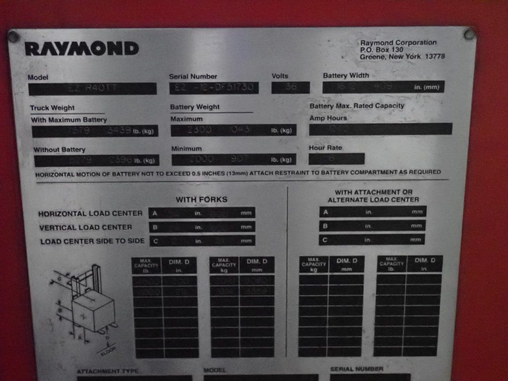 Raymond 4500 Lbs Electric Stand Up Fork Lift - Ez R40tt