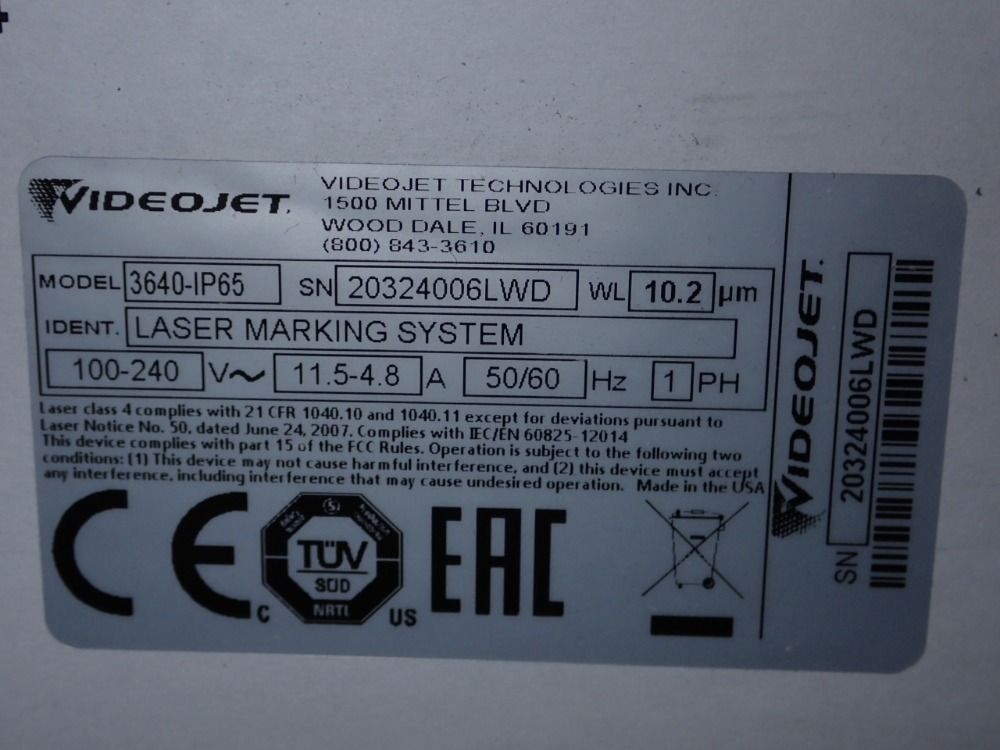 Videojet Laser Marking Machine - 3640-ip65