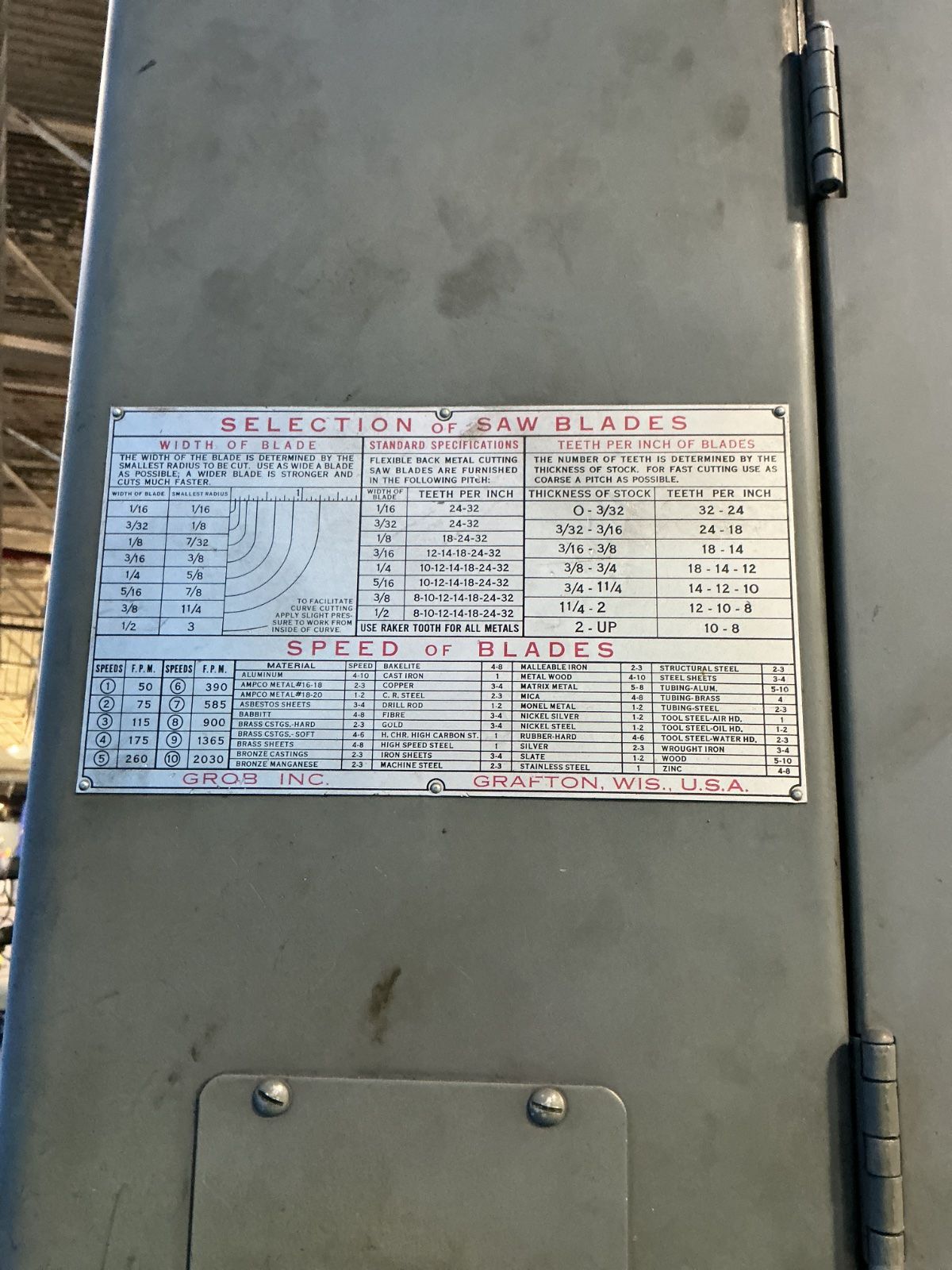 Grob Inc 24” X 24” Vertical Band Saw - Ns18
