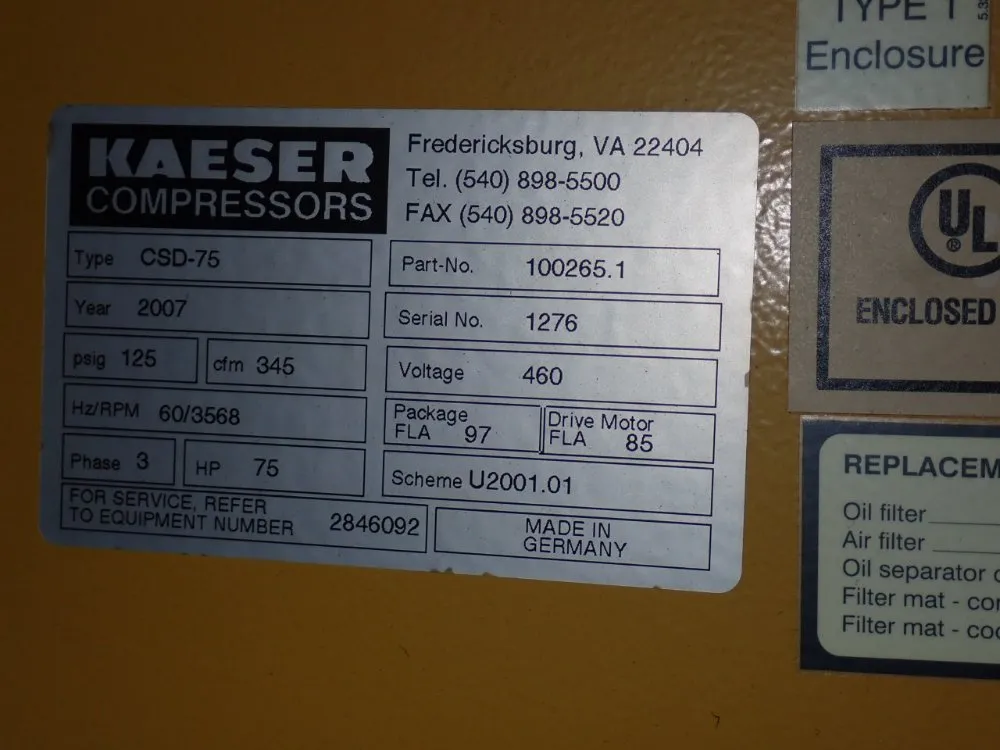 Kaeser 75 Hp Air Compressor - Csd-75