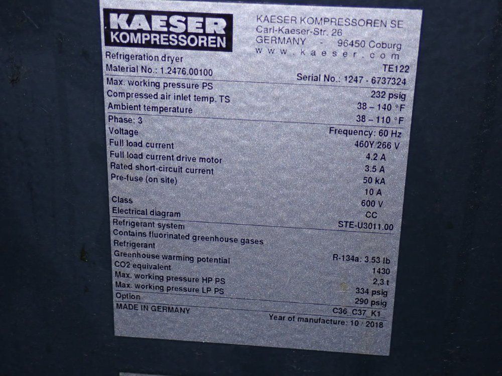 Kaeser Refrigerated Dryer - Te122