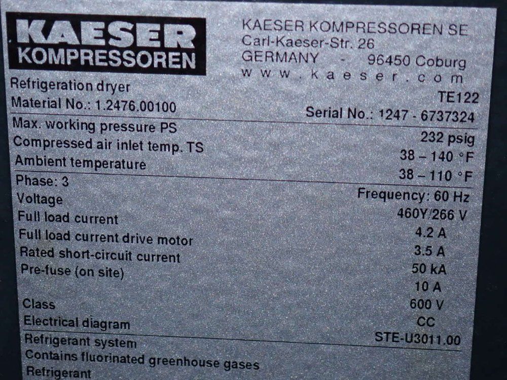 Kaeser Refrigerated Dryer - Te122