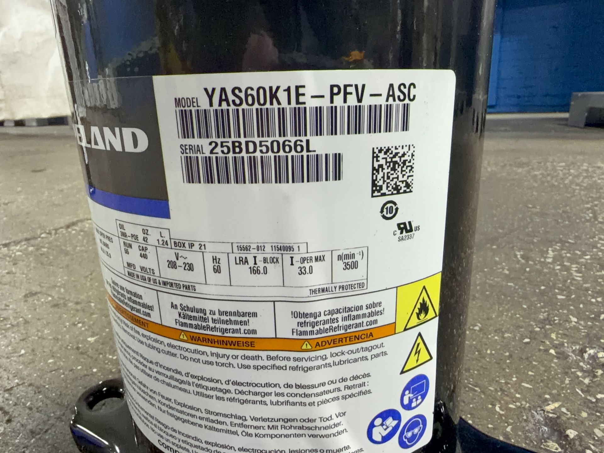 Copeland Compressor - Yas60k1e-pfv-asc