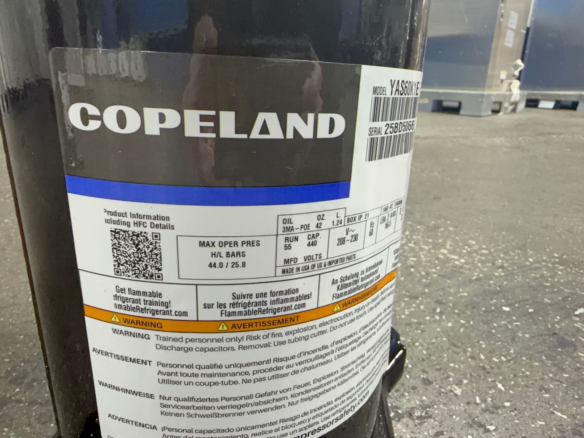 Copeland Compressor - Yas60k1e-pfv-asc