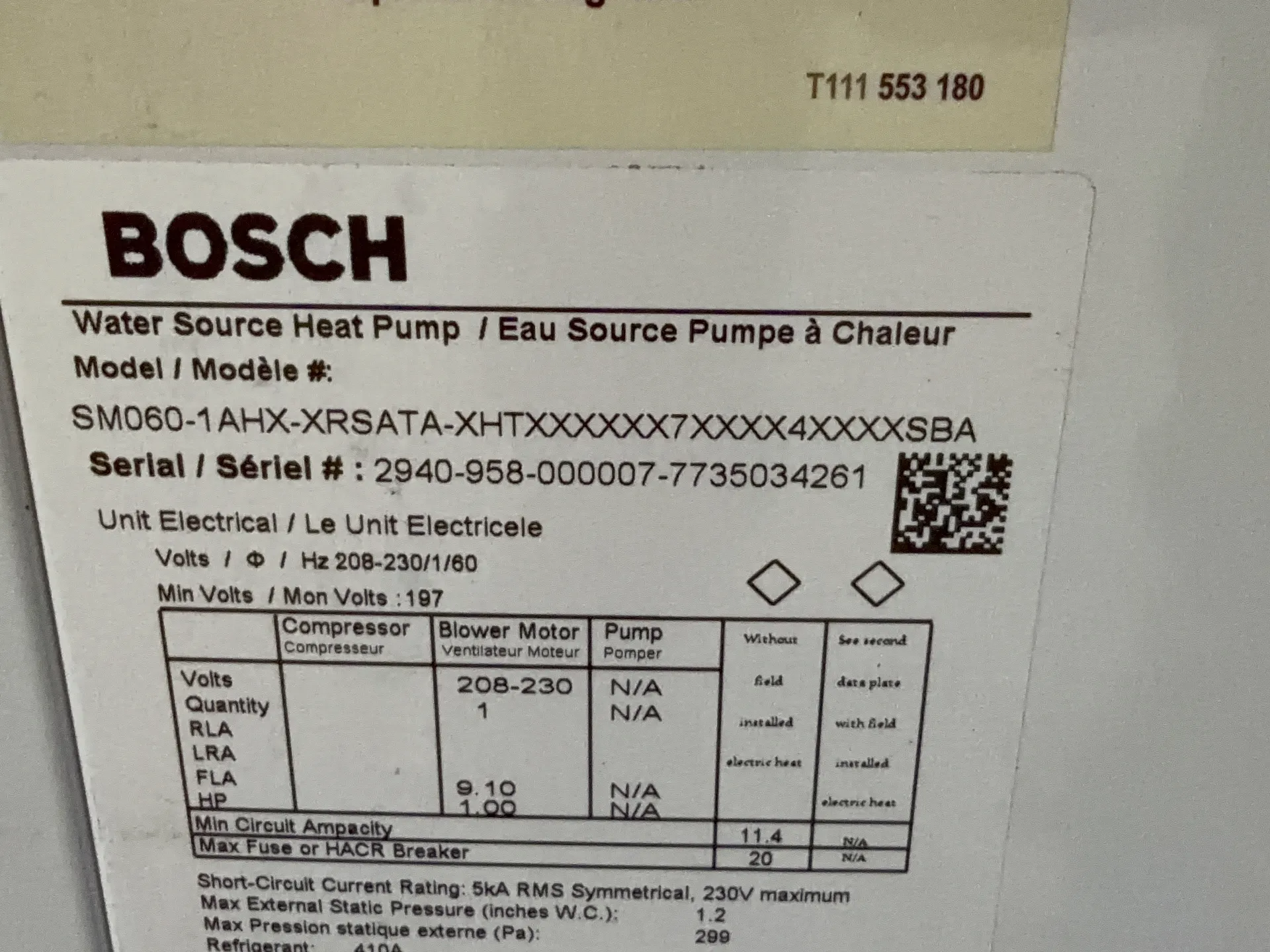 Bosch Water Source Heat Pump - Sm060-1ahx-xrsata-xhtx