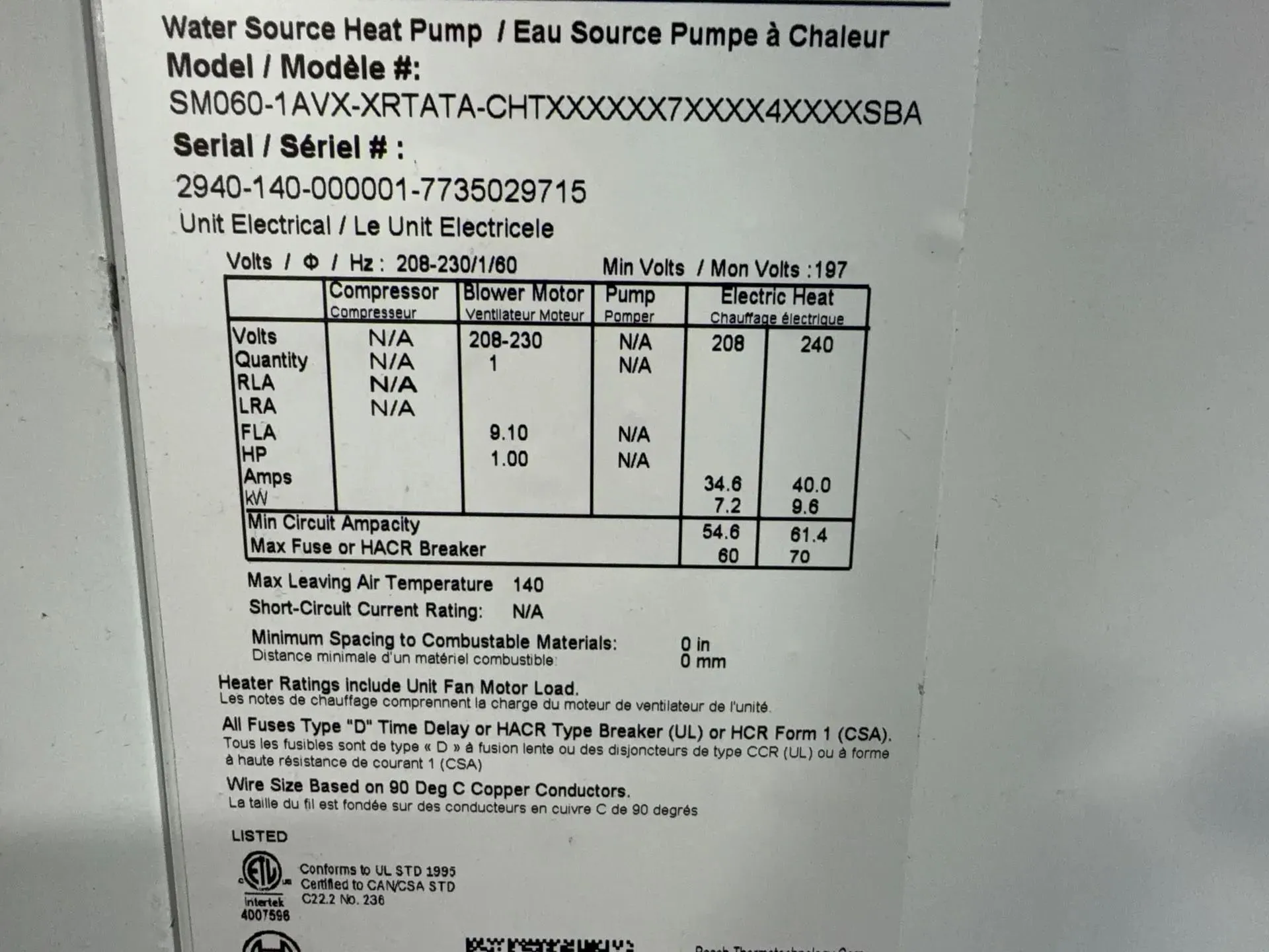 Bosch Water Source Heat Pump - Sm060-1avx-xrtata-chtx