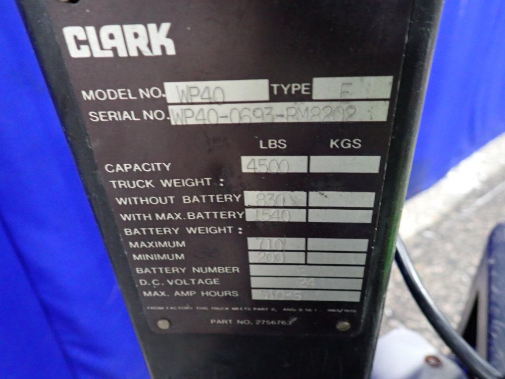 Clark 4500 Lbs Electric Pallet Jack - Wp40