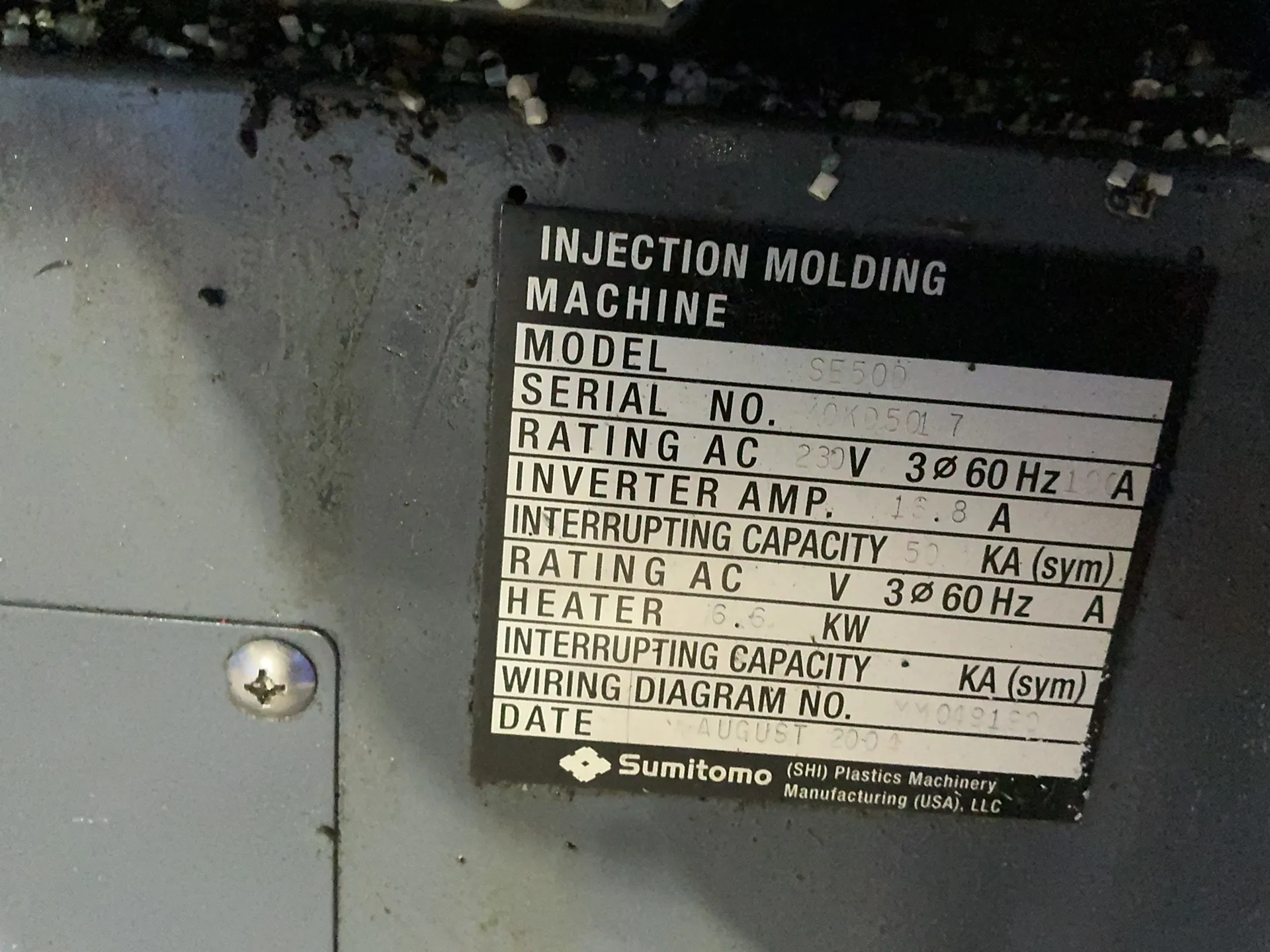 Sumitomo 50 Ka Injection Molding Machine - Se50d