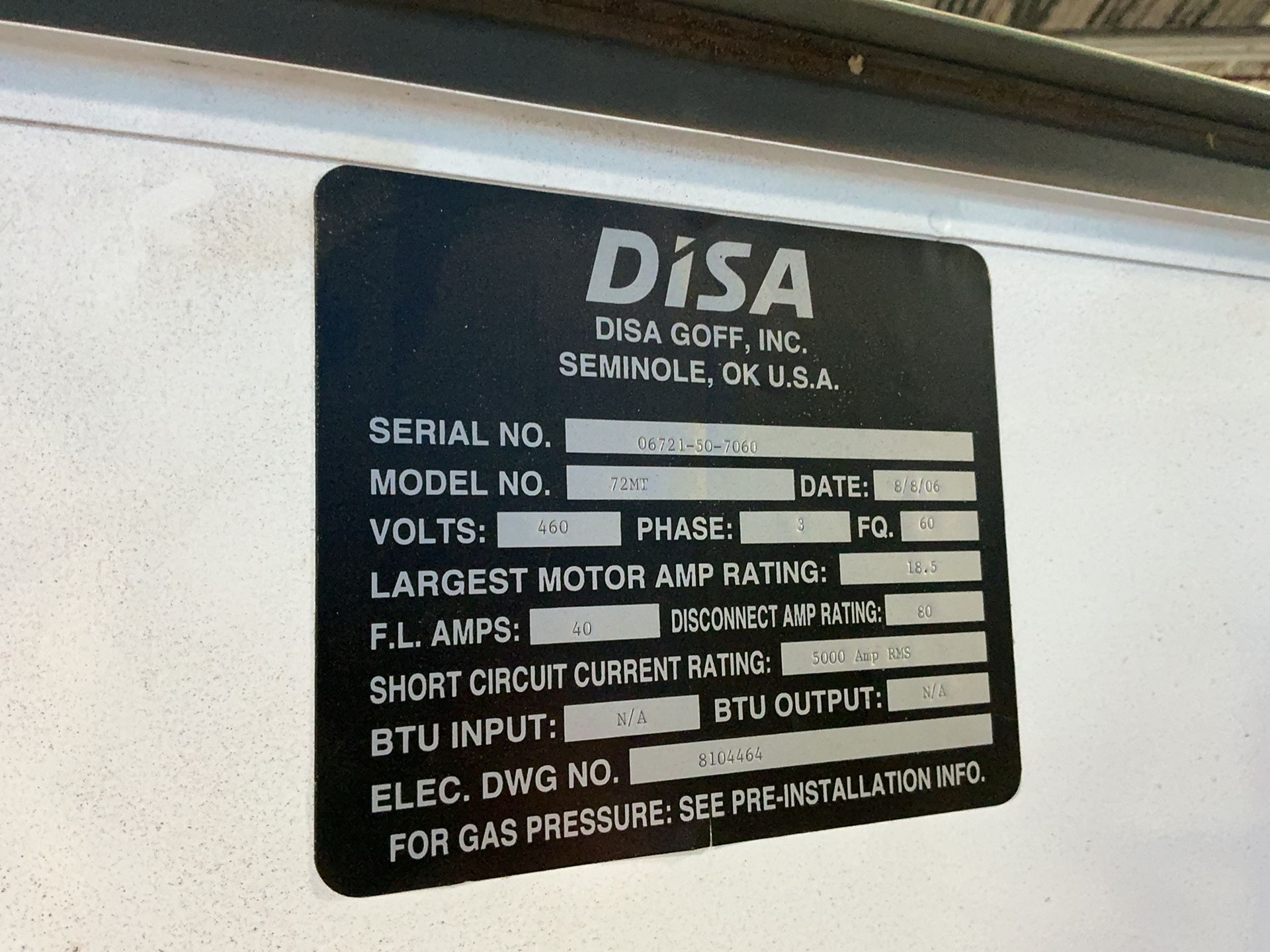Disa-goff 22” Diameter, 4 Chambers Blast Machine - 72mt