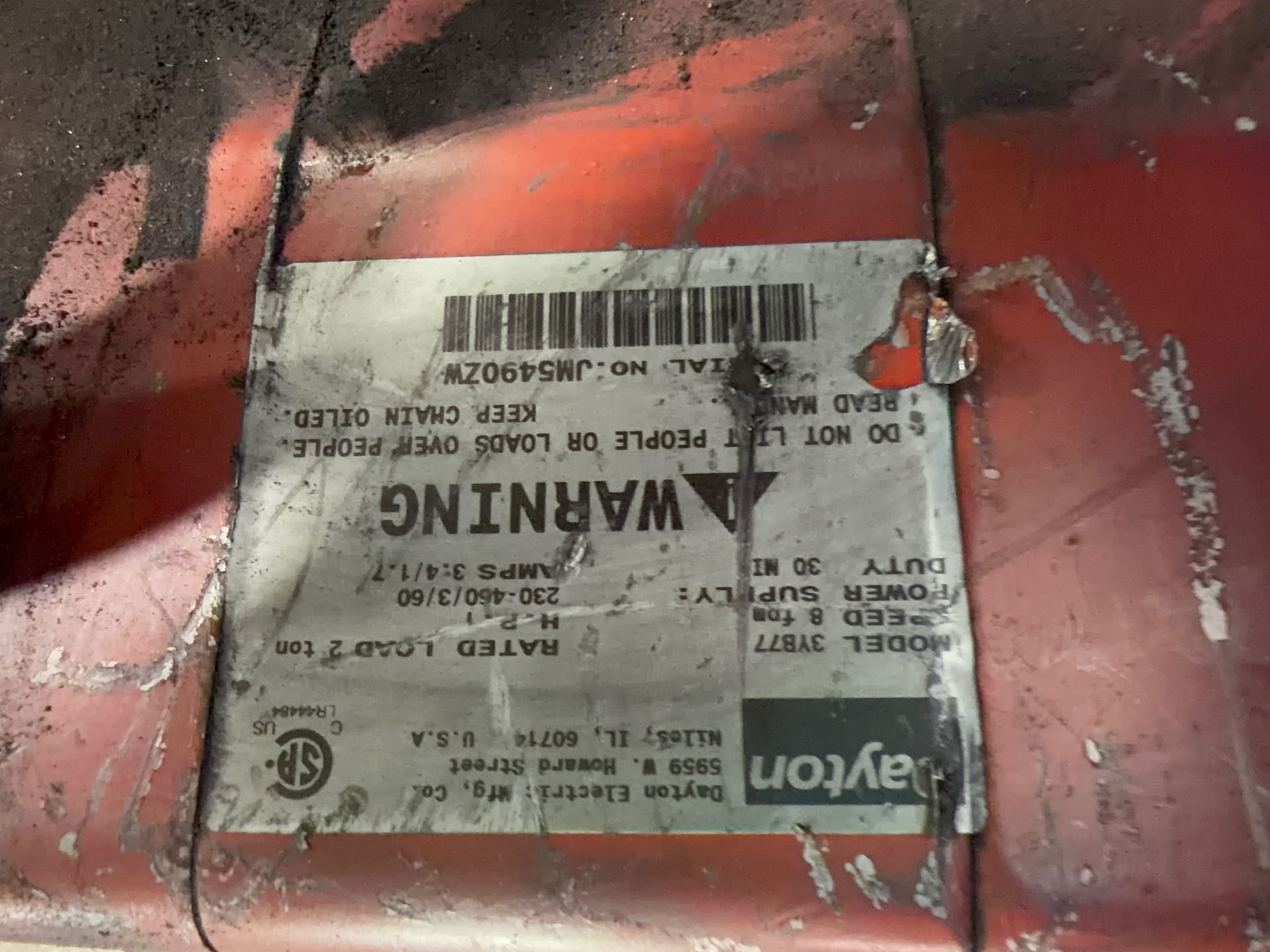 Dayton 2 Ton Electric Hoist - 3yb77