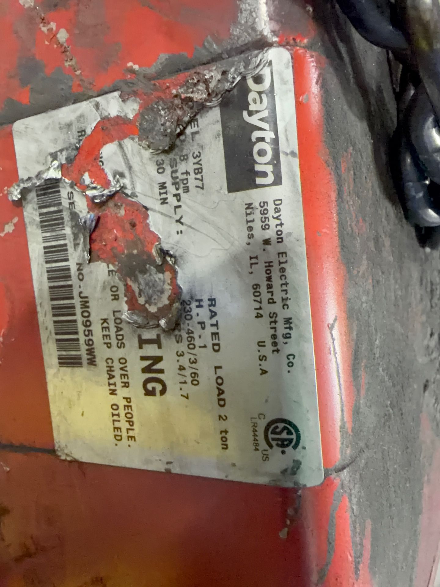 Dayton 2 Ton Electric Hoist - 3yb77