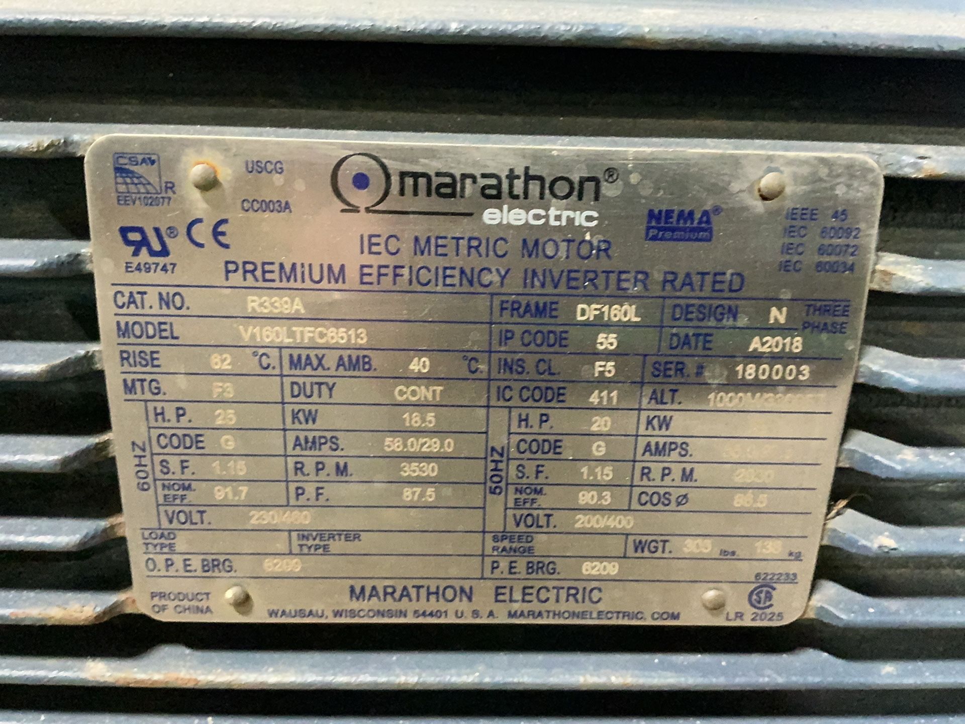 Marathon 25 Hp Motor - V160ltfc6513