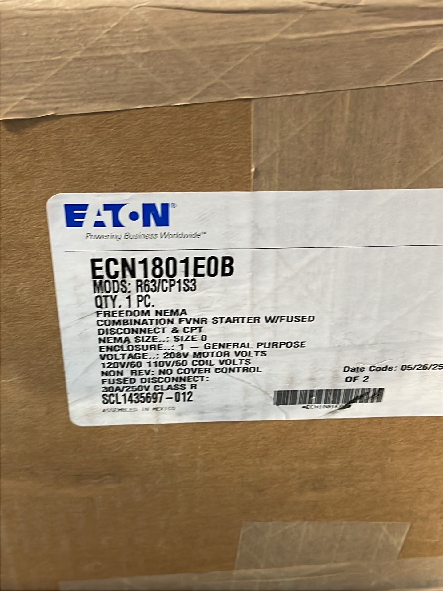 Eaton Freedom Nema Combination Fvnr Starter - Ecn1801e0b