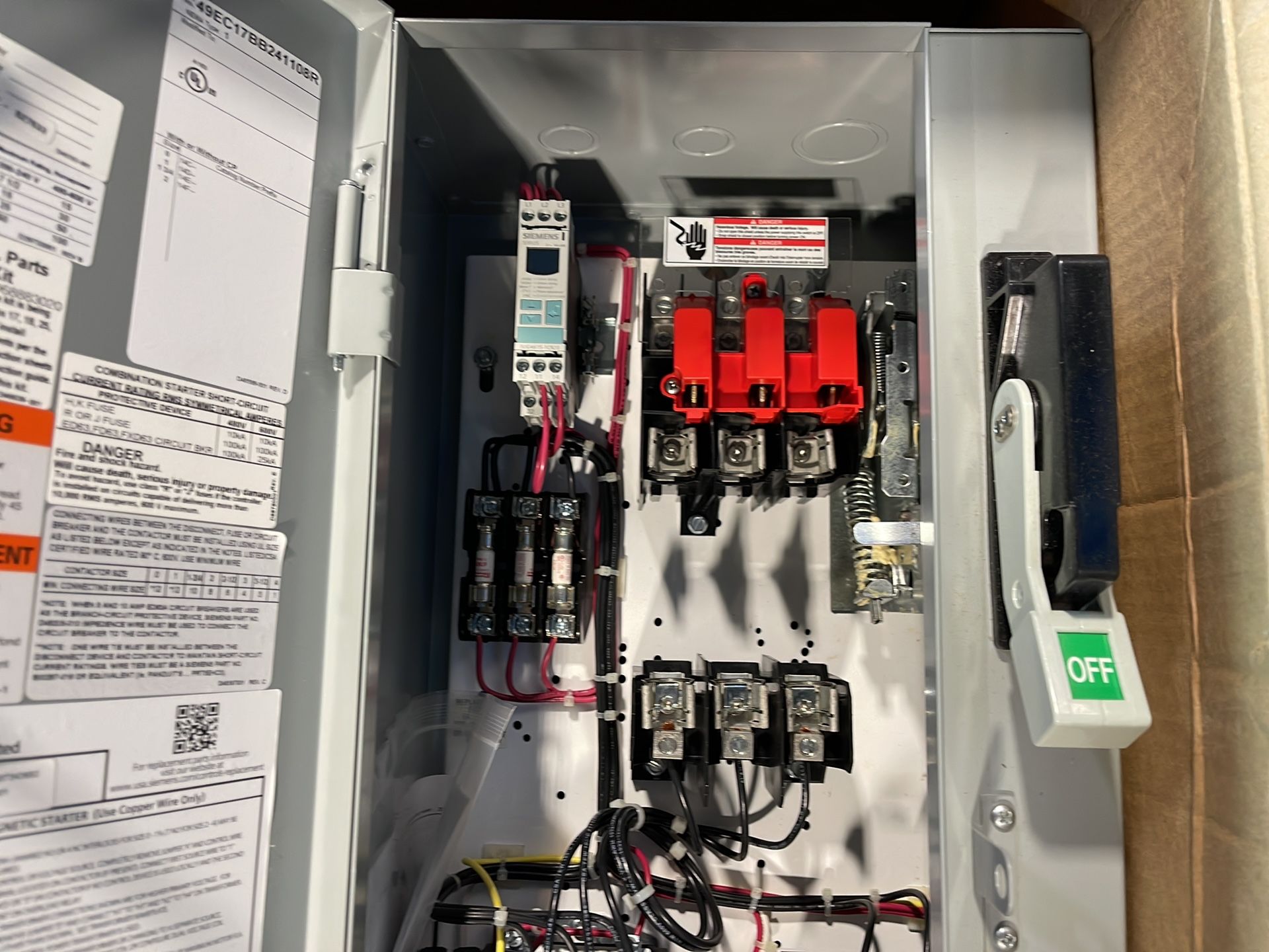 Siemens 2 Hp Fusible Combination Fvnr Heavy Duty Motor Starter - 17cub92bf11