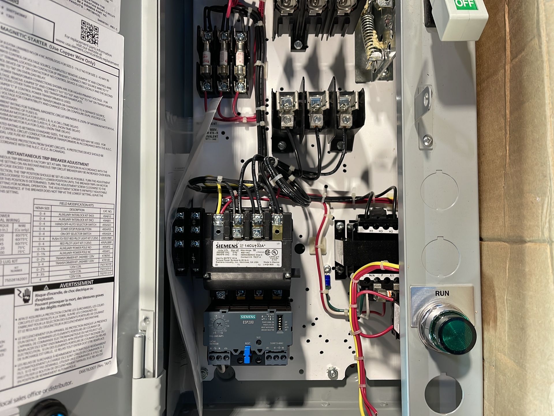 Siemens 2 Hp Fusible Combination Fvnr Heavy Duty Motor Starter - 17cub92bf11