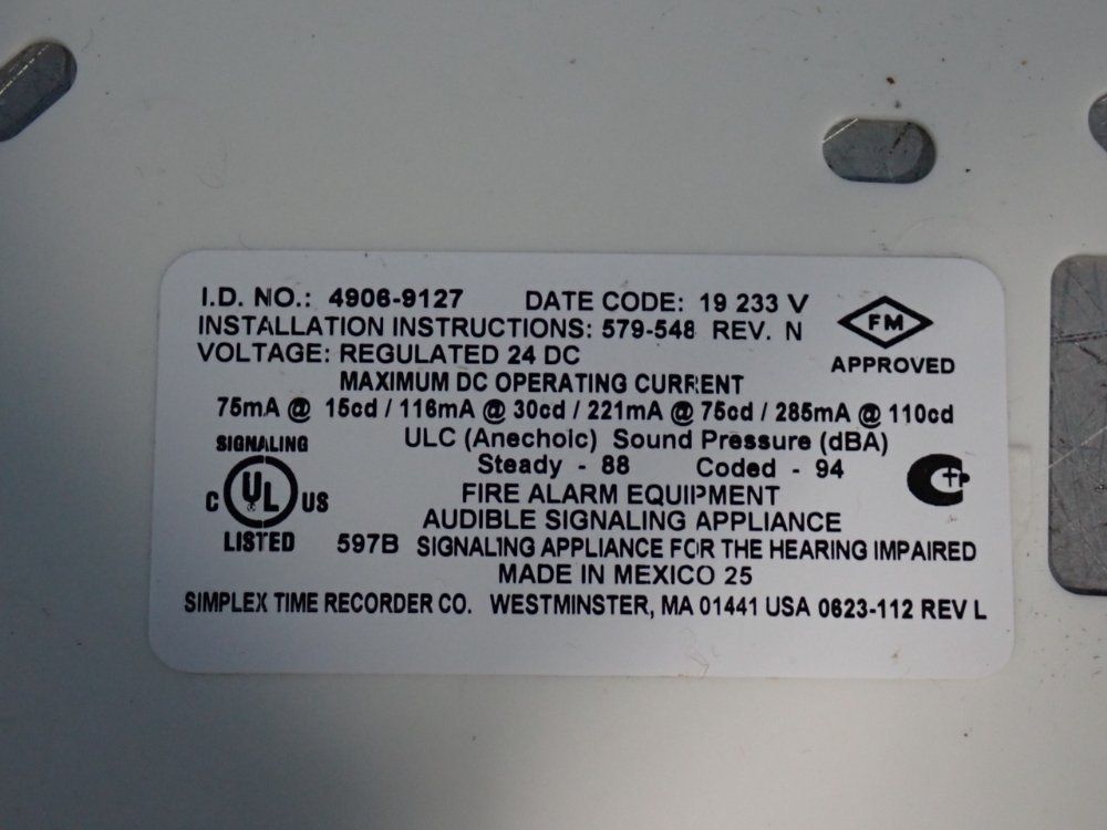 Simplex Fire Alarm - 4906-9127