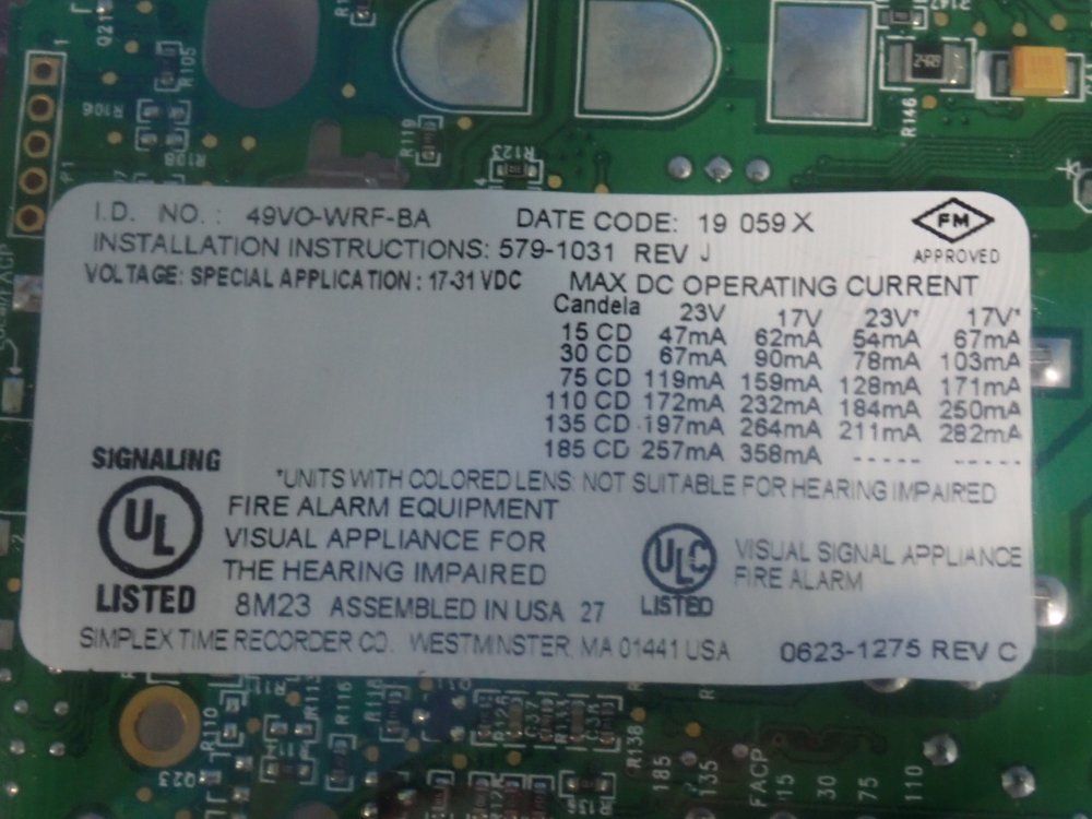 Simplex Fire Alarm - 49vo-wrf-ba