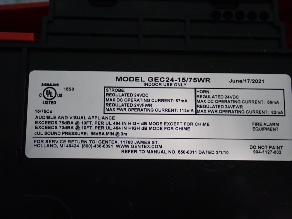Gentex Hornstrobe Fire Alarm - Gec24-15-75wr