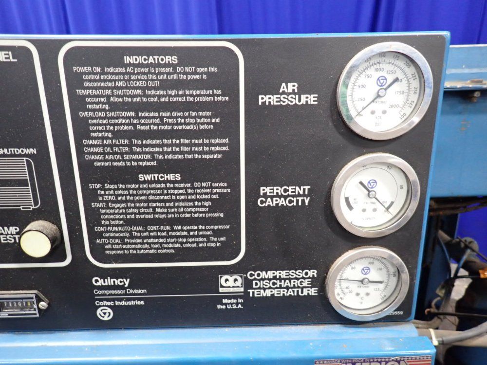 Quincy 50 Hp Rotary Screw Air Compressor - Qsi 235
