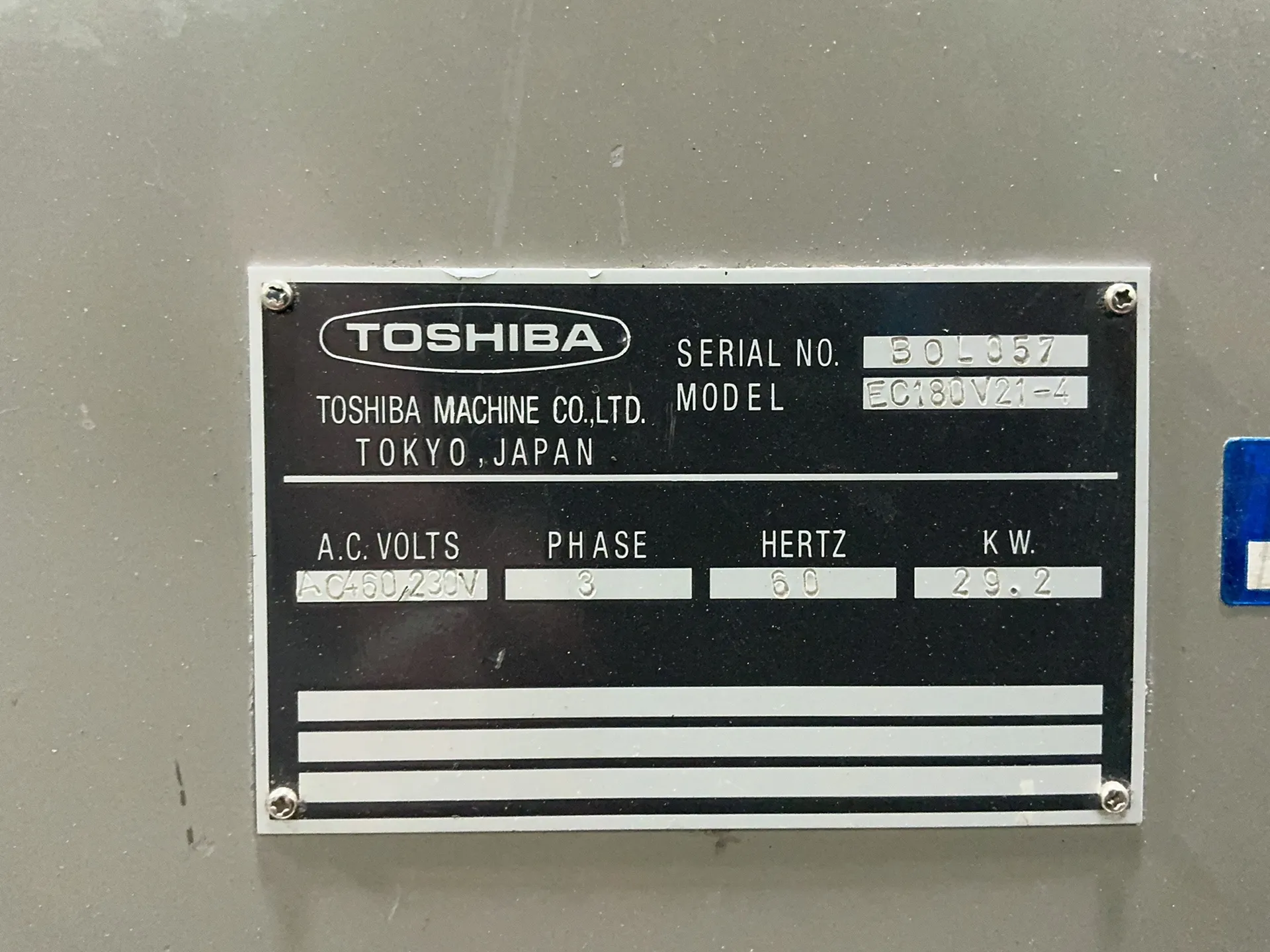 Toshiba Injection Molder - Ec180v21-4