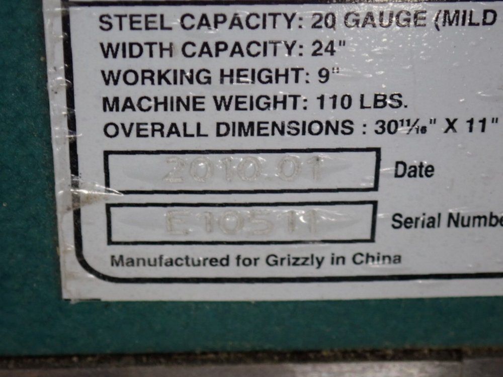 Grizzly 20 Gauge Pan & Box Brake - G0557