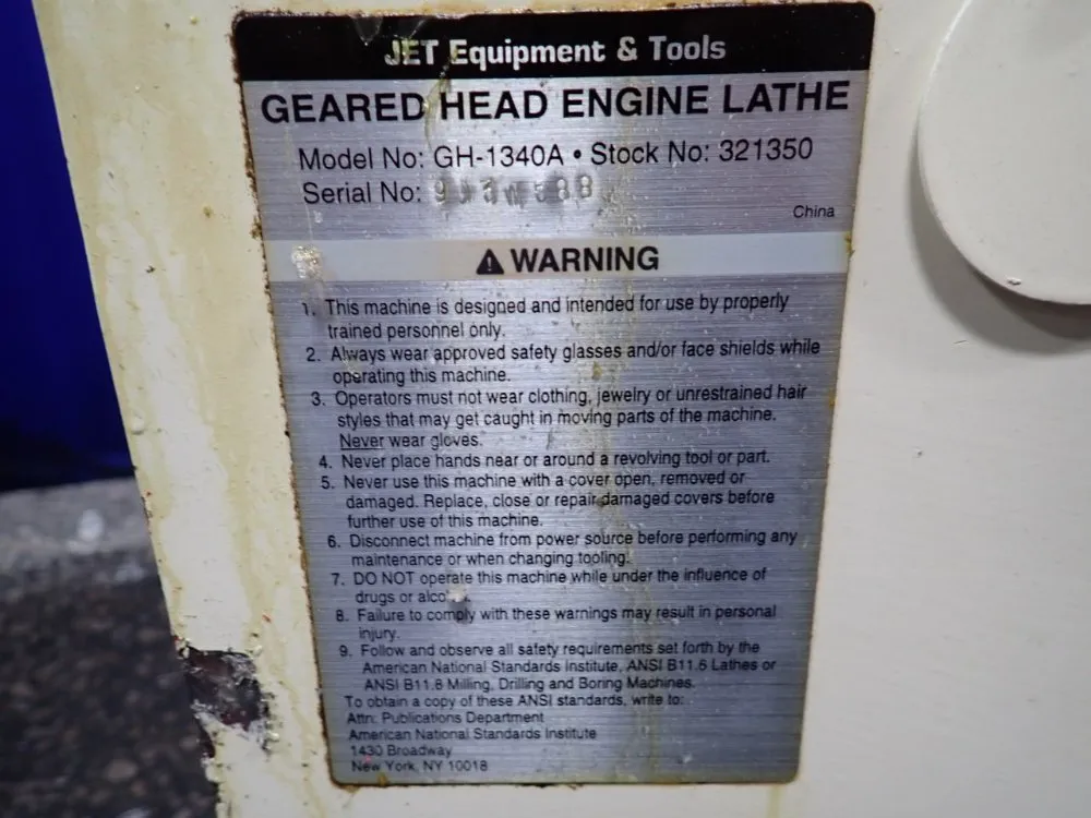 Jet 14" X 48" Lathe - Gh1340 A