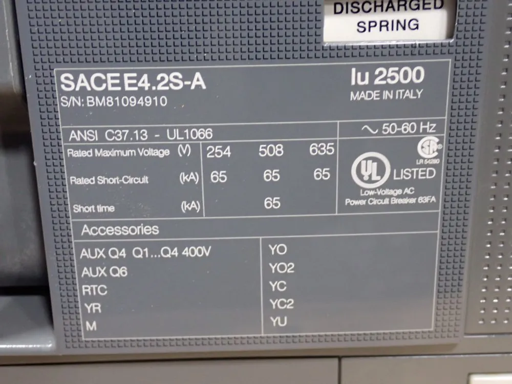 Abb Air Circuit Breaker - Sace E4.2s-a