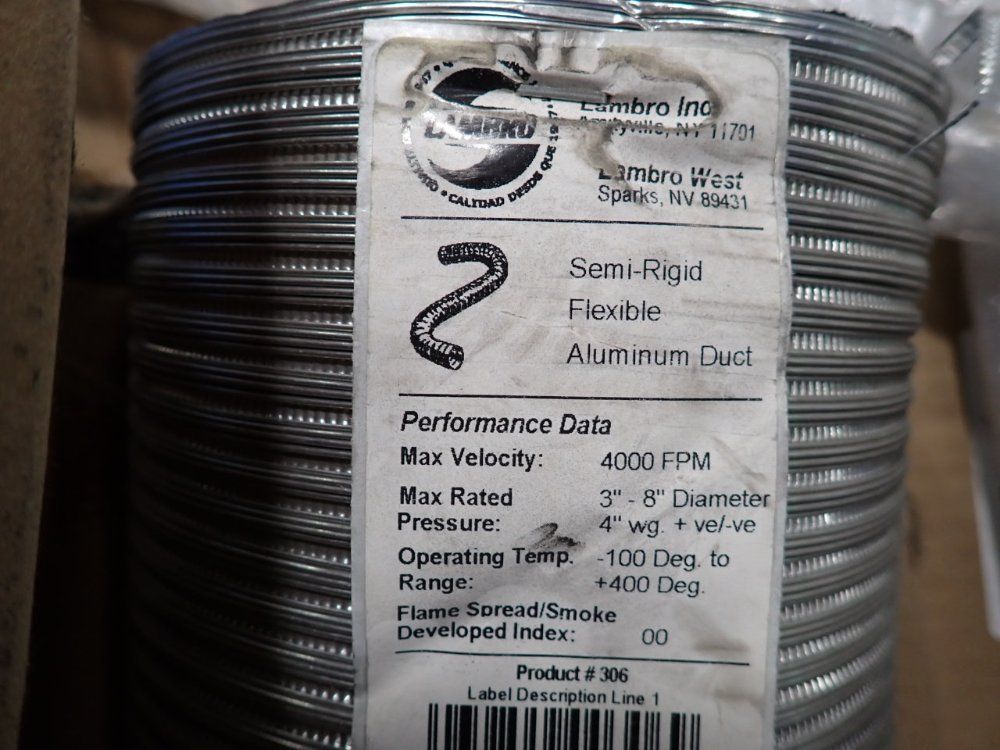 Lambro Inc. 6" X 8' Semi-flexible Aluminum Ducts - 306