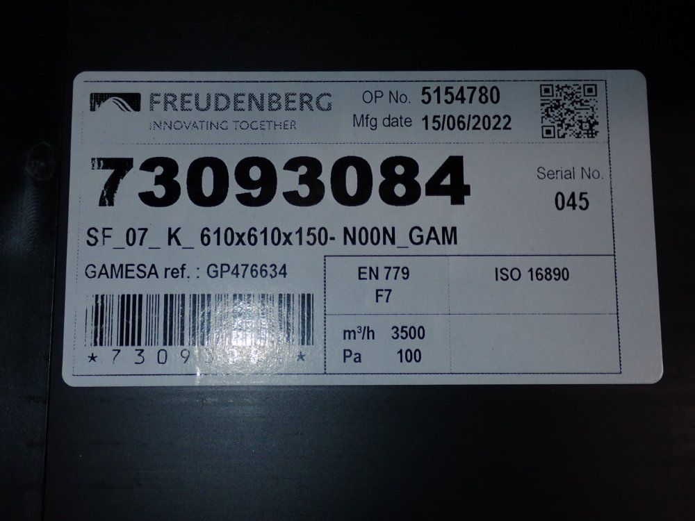 Freudenberg 24" X 24" X 6" Air Filters - 73093084