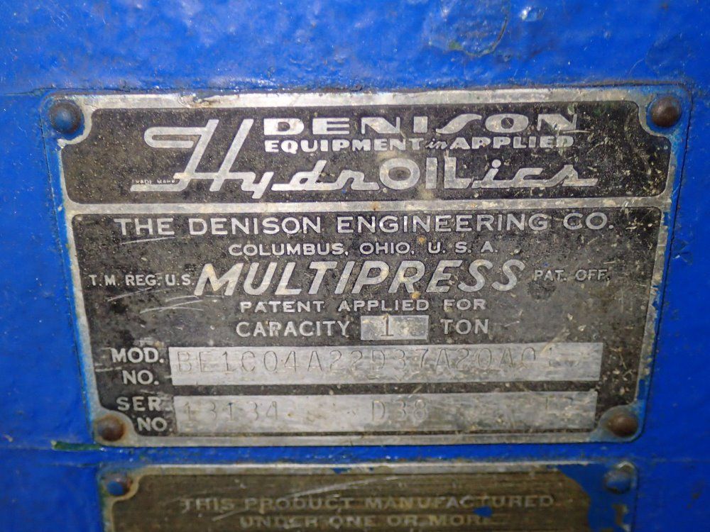 Denison / Multipress 1 Ton Hydraulic Press - Be1c04a22d37a20a0