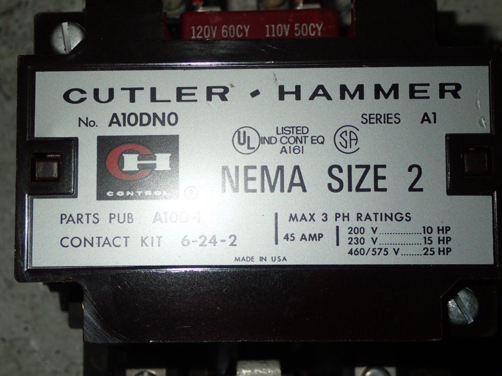 Cutler Hammer Size 2 Starter - A10dn0