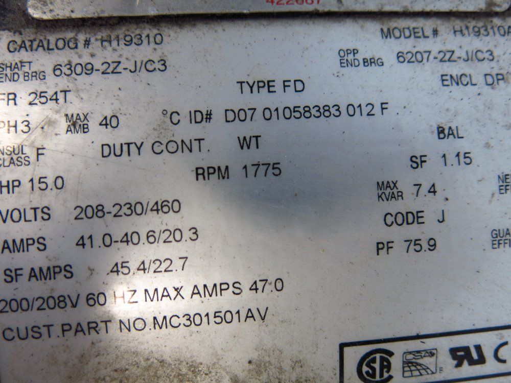 Speedaire 15 Hp Air Compressor - 5f567