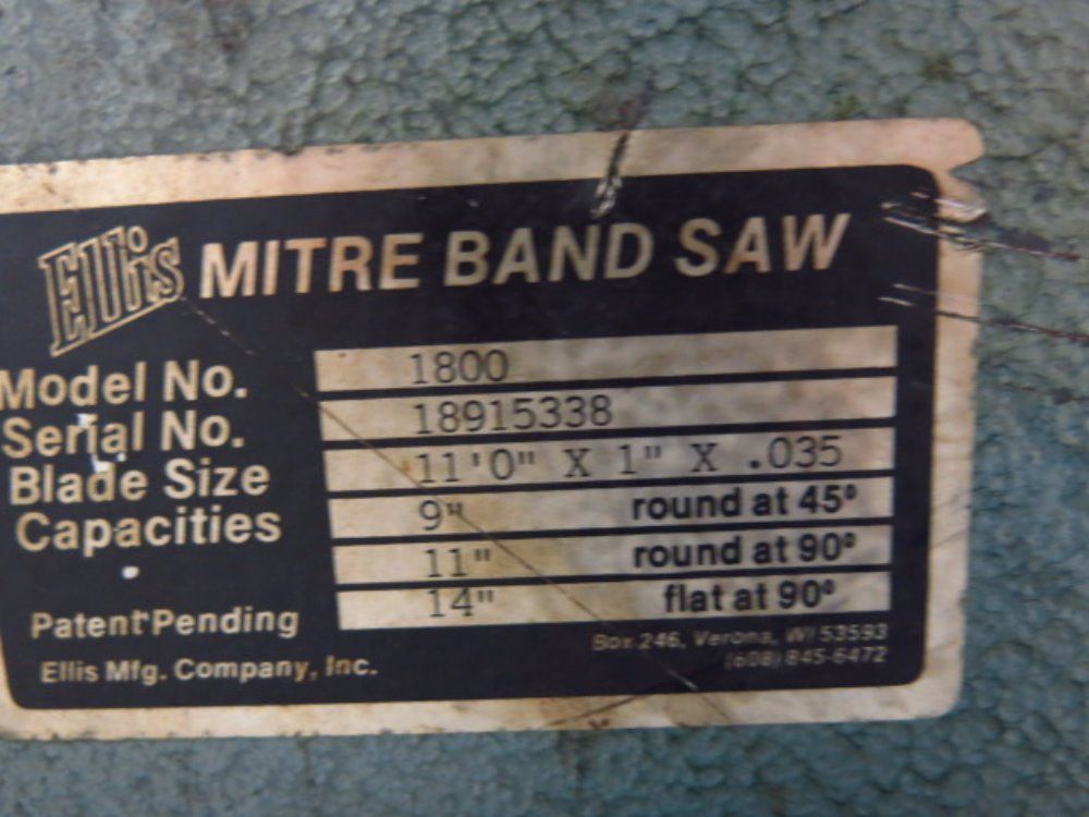 Ellis 22'' X 11'' H Horizontal Band Saw - 1800