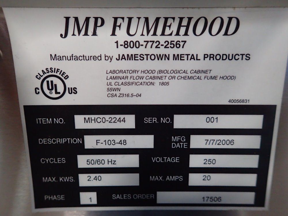 Jmp Fumehood Biological Safety Cabinet