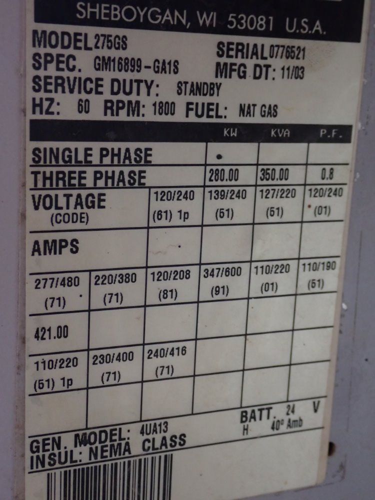 Detroit Diesel 280 Kw, 350 Kva 275gs Diesel Generator - 275gs