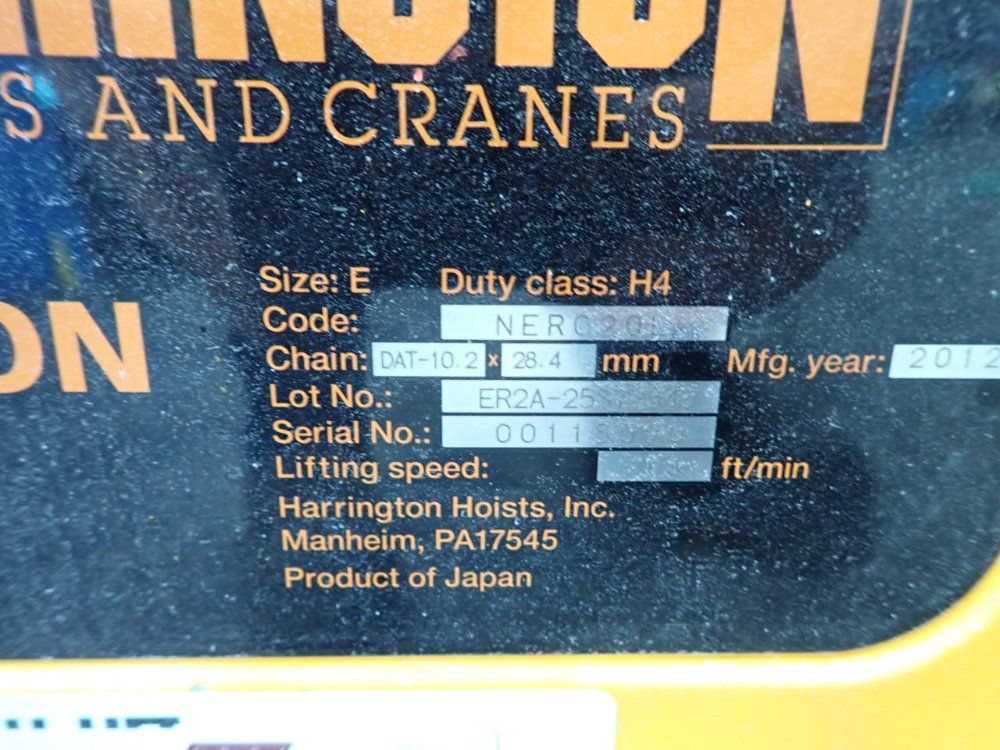 Schenck / Harrington Hoists S/s Feeder W/ Electric Chain Hoist - Modmc-iv-2a
