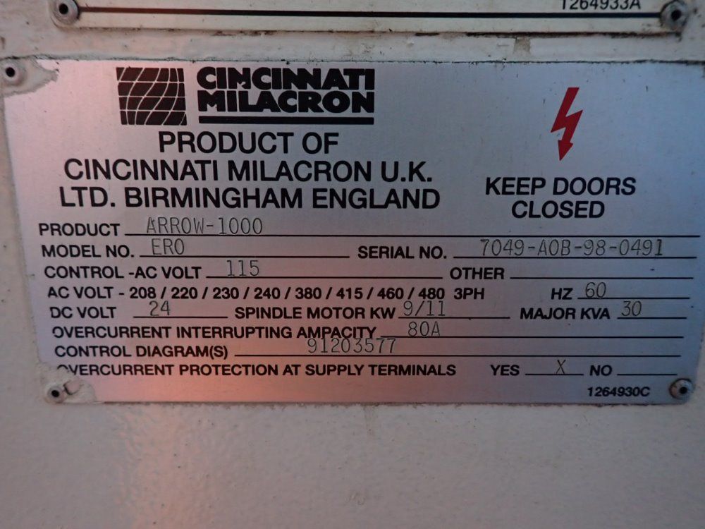Cincinnati Milacron 20" X 44" Arrow-1000 Ero Cnc Vmc - Arrow-1000 Ero