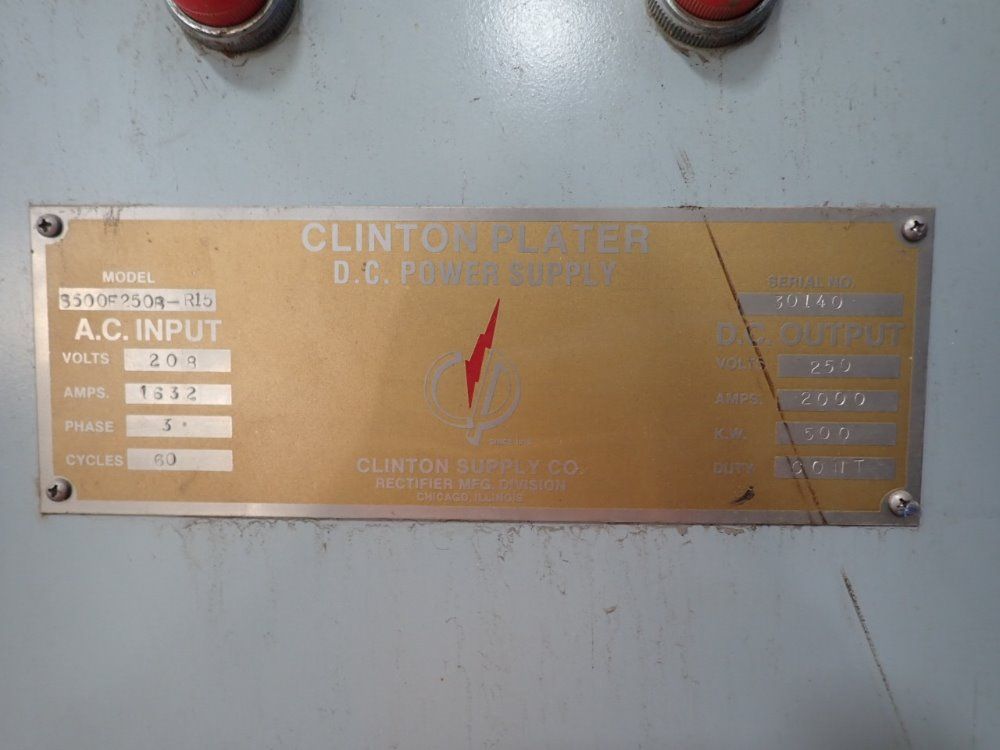 Clinton Supply 2000a 250v 500 Kw S500f250b-r15 Dc Rectifier - S500f250b-r15