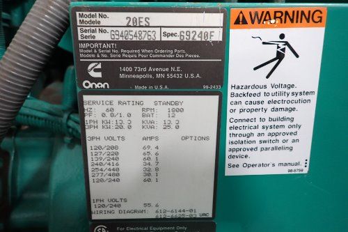 Onan 20 Kw 20 Es Generator - 20 Es