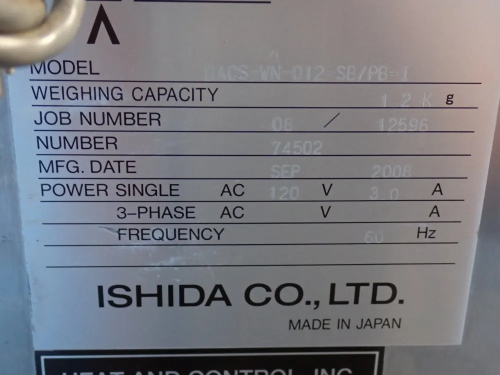 Ishida 1.2kg Dacs-wn-012-sb/pb-i Check Weigh Scale - Dacs-wn-012-sb/pb-i