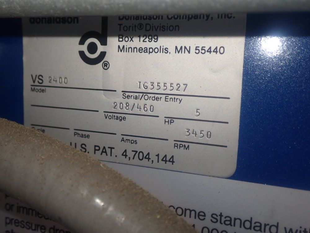 Donaldson/torit 5 Hp Vs 2400 Dust Collector - Vs 2400