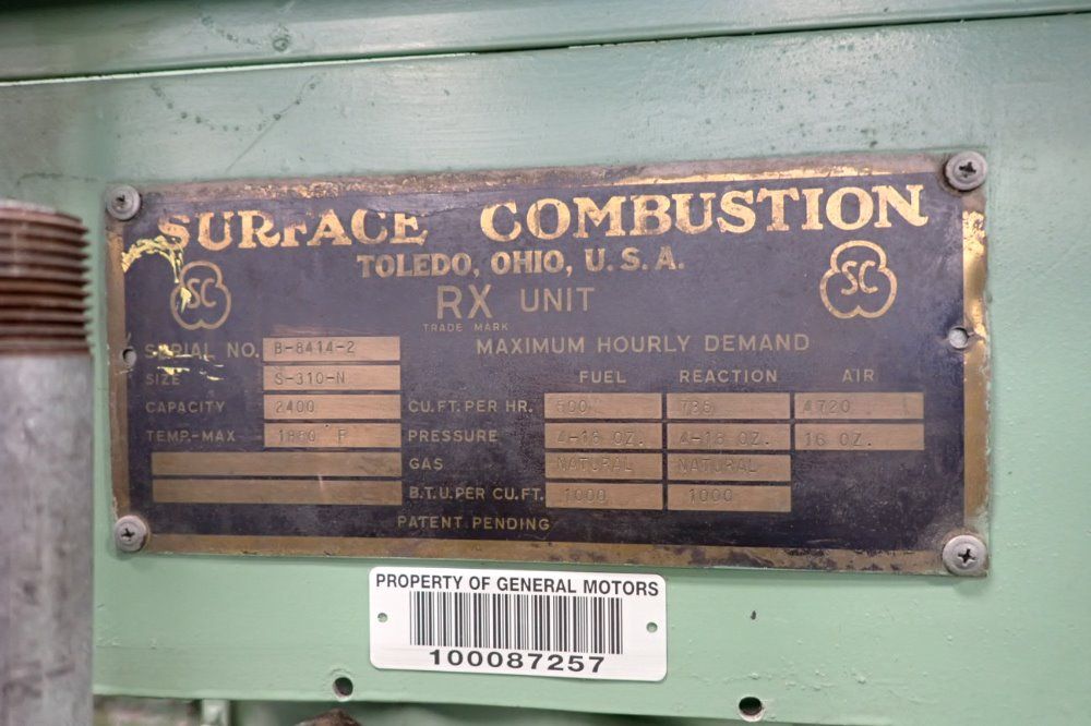Surface Combustion 1850 Deg F Natural Gas Carburizing Furnace